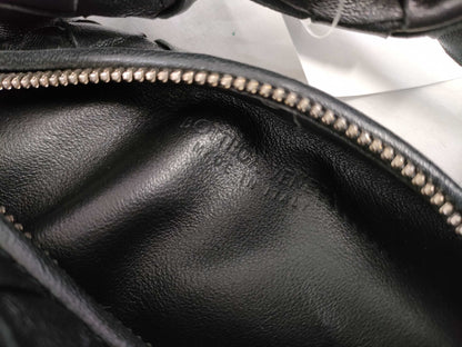 BOTTEGA VENETA Intrecciato Bottega Veneta JODIE Mini Handbag in Black with Silver Hardware