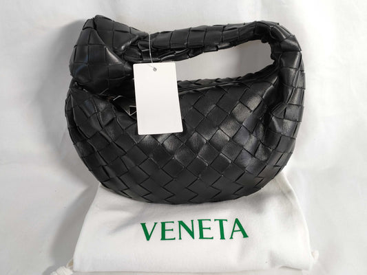 BOTTEGA VENETA Intrecciato Bottega Veneta JODIE Mini Handbag in Black with Silver Hardware