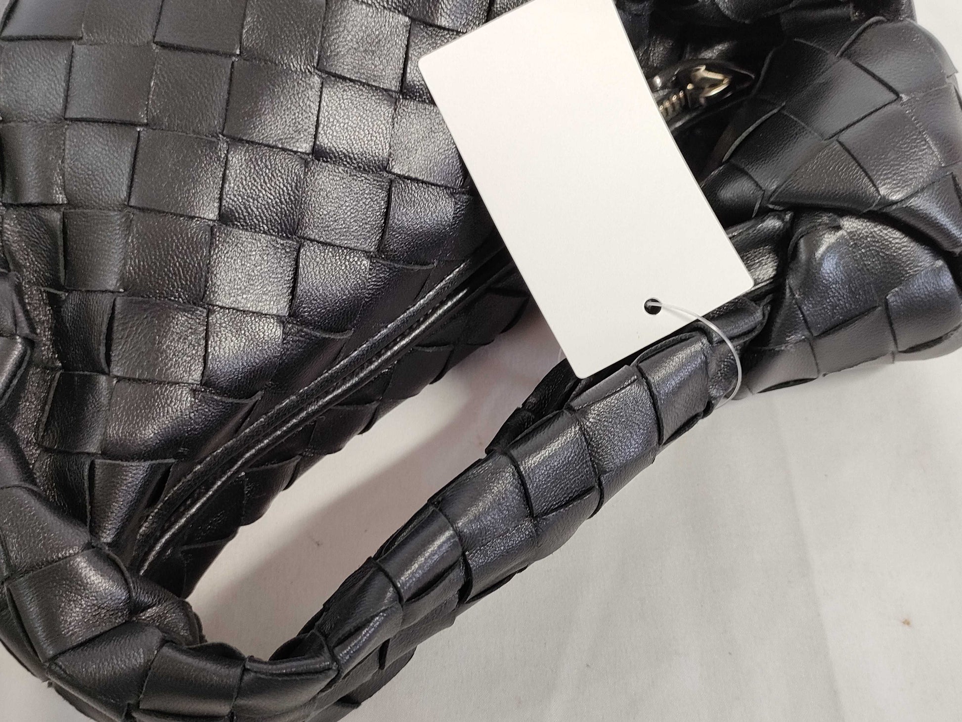 BOTTEGA VENETA Intrecciato Bottega Veneta JODIE Mini Handbag in Black with Silver Hardware
