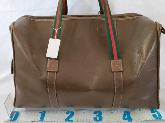 GUCCI GUCCI Leather Boston Bag, Vintage Brown