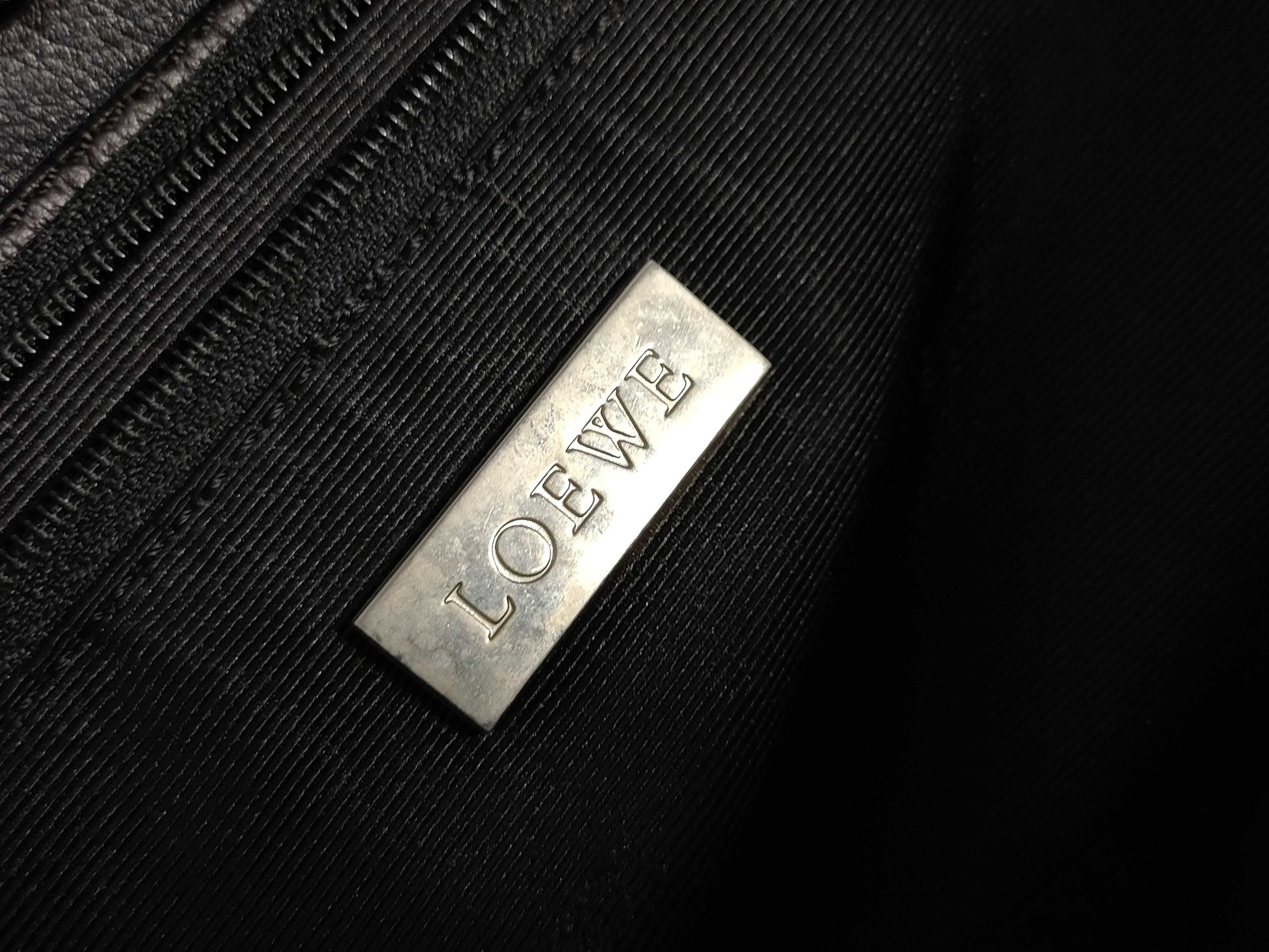LOEWE Fusta Anagram Handbag Black with Key, Cadena, Cloth Key, and Cloth Bag AB