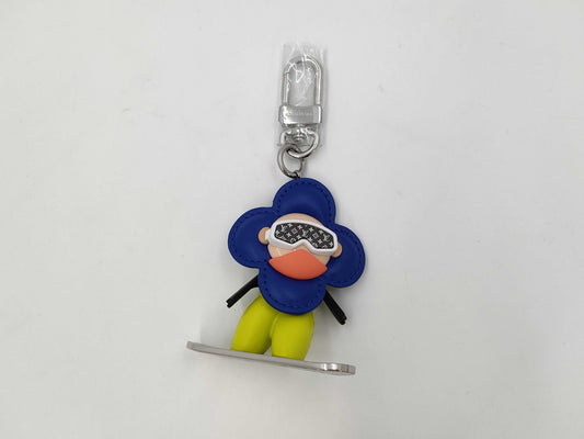 LOUIS VUITTON Monogram Snowboard Vivienne Charm Keychain Blue M00965 Strap
