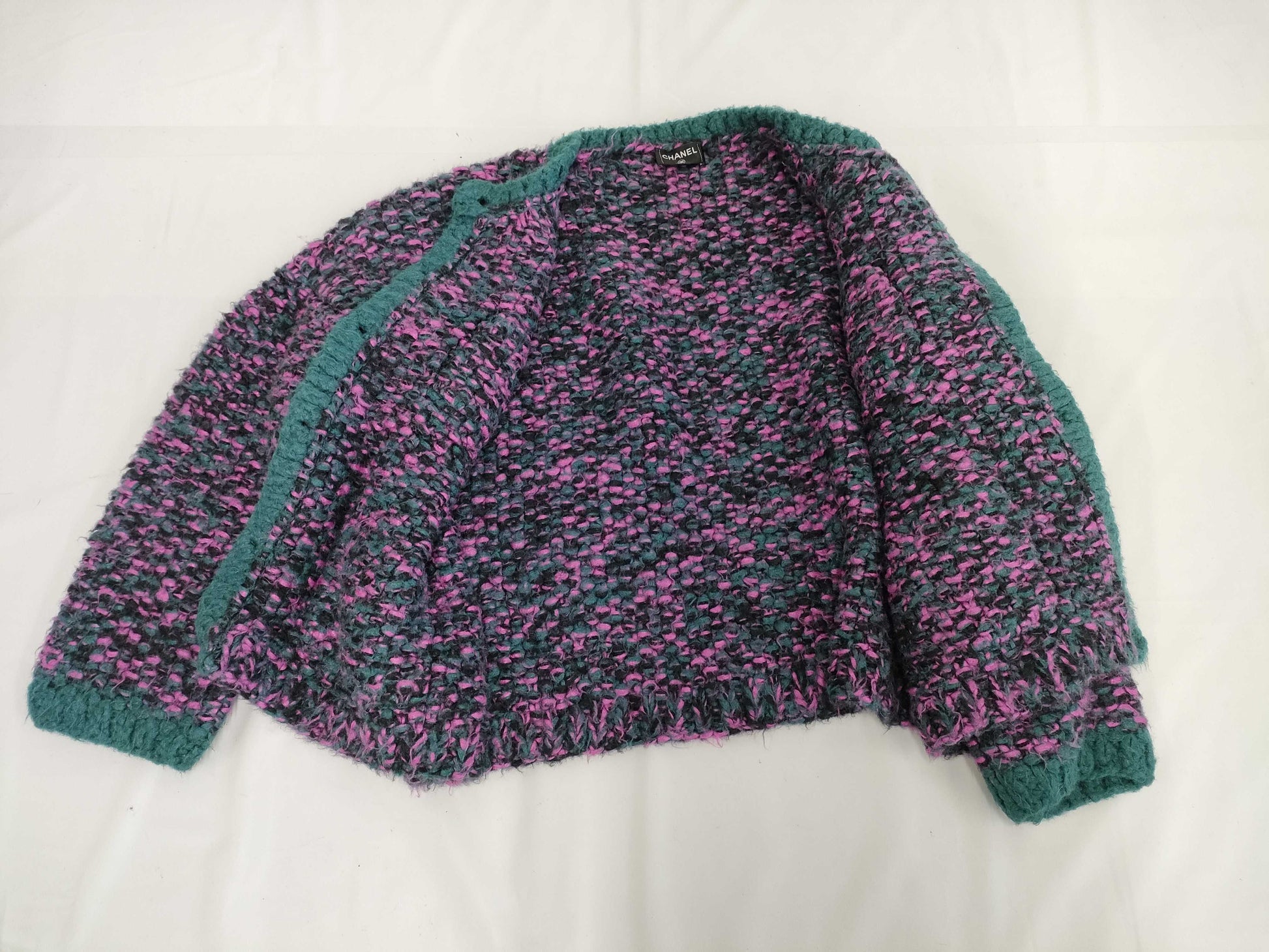 CHANEL Silk Cashmere Coco Mark Cardigan Purple Size 50 Jacket