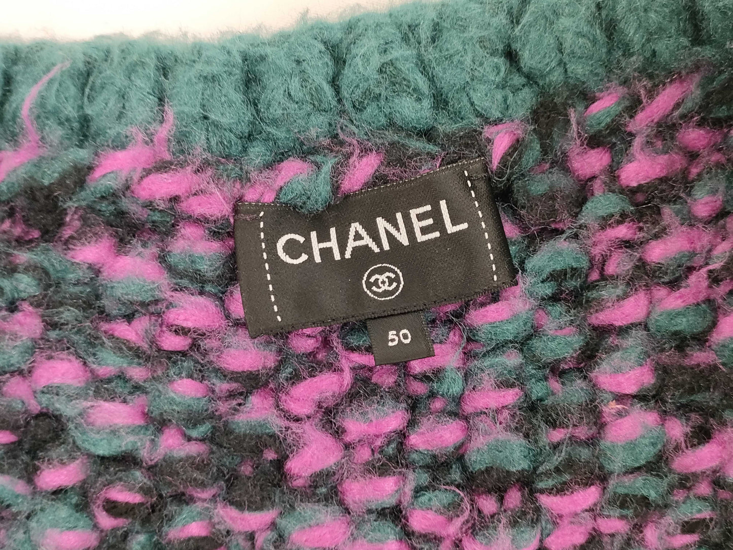 CHANEL Silk Cashmere Coco Mark Cardigan Purple Size 50 Jacket