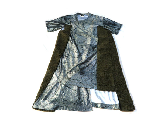 COMME des GARCONS COMME des GARCONS Long Cut and Sewn Top with Boa Fur Trim AD2018 Tops