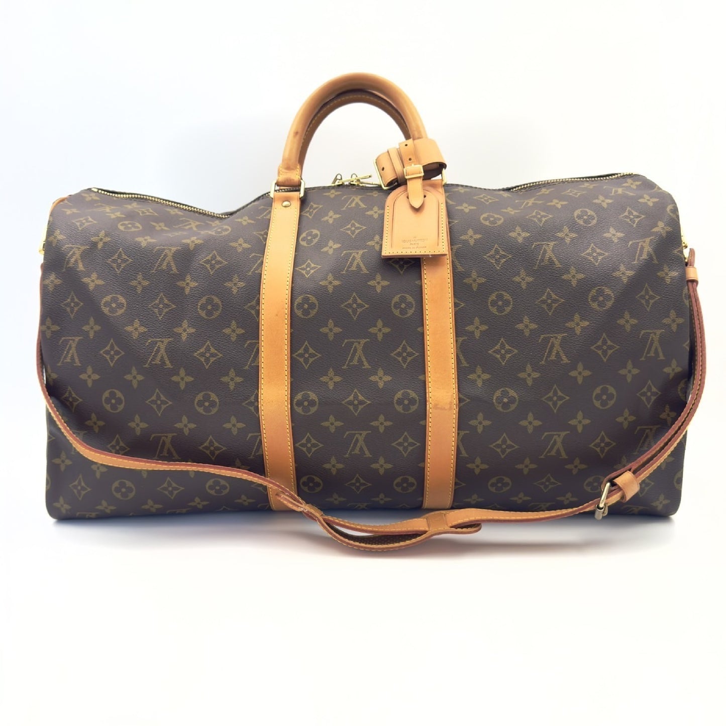 LOUIS VUITTON Monogram Keepall Bandouliere 55 Boston Bag