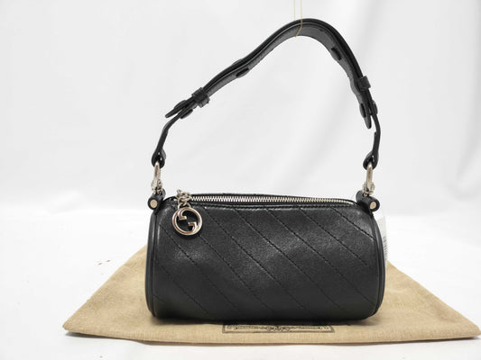Unused GUCCI Blondie 760170 GG Charm Hand Leather Black Shoulder Bag