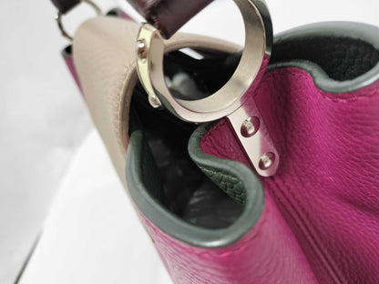 LOUIS VUITTON M94387 Capucines MM Fuchsia Pink Beige Brown Handbag