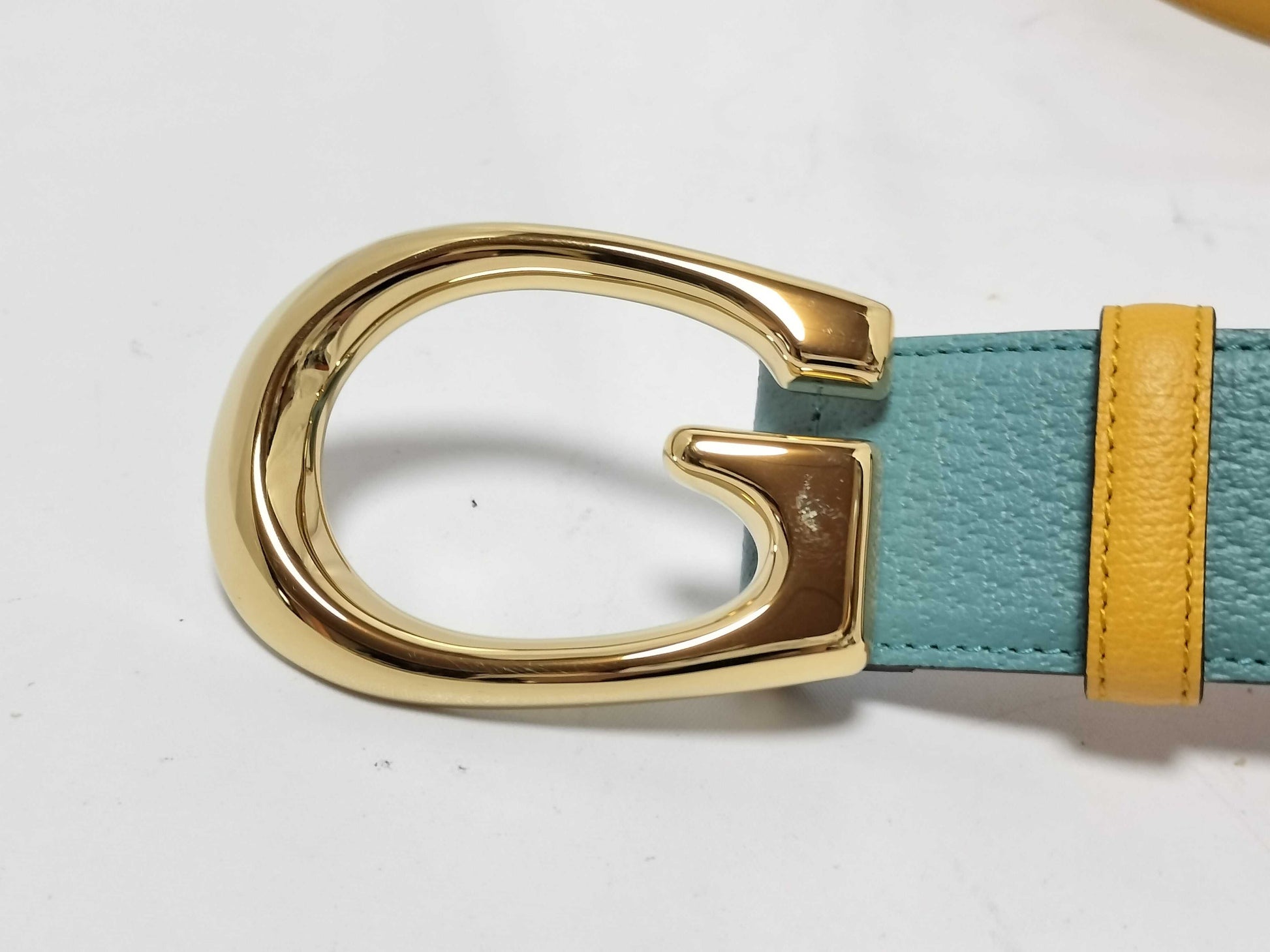 GUCCI Unused G Buckle Two-Tone Bicolor Belt 709954 Size 90