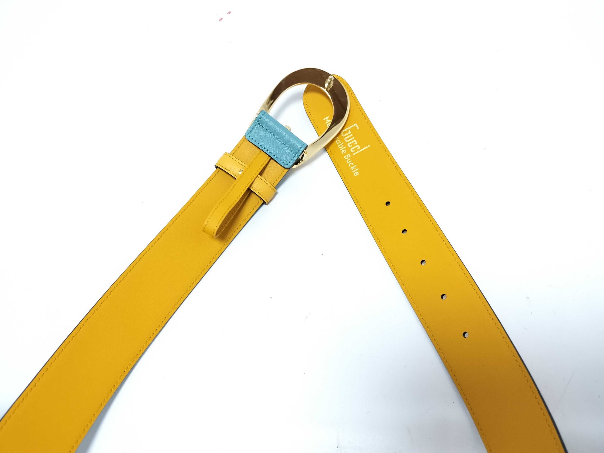 GUCCI Unused G Buckle Two-Tone Bicolor Belt 709954 Size 90