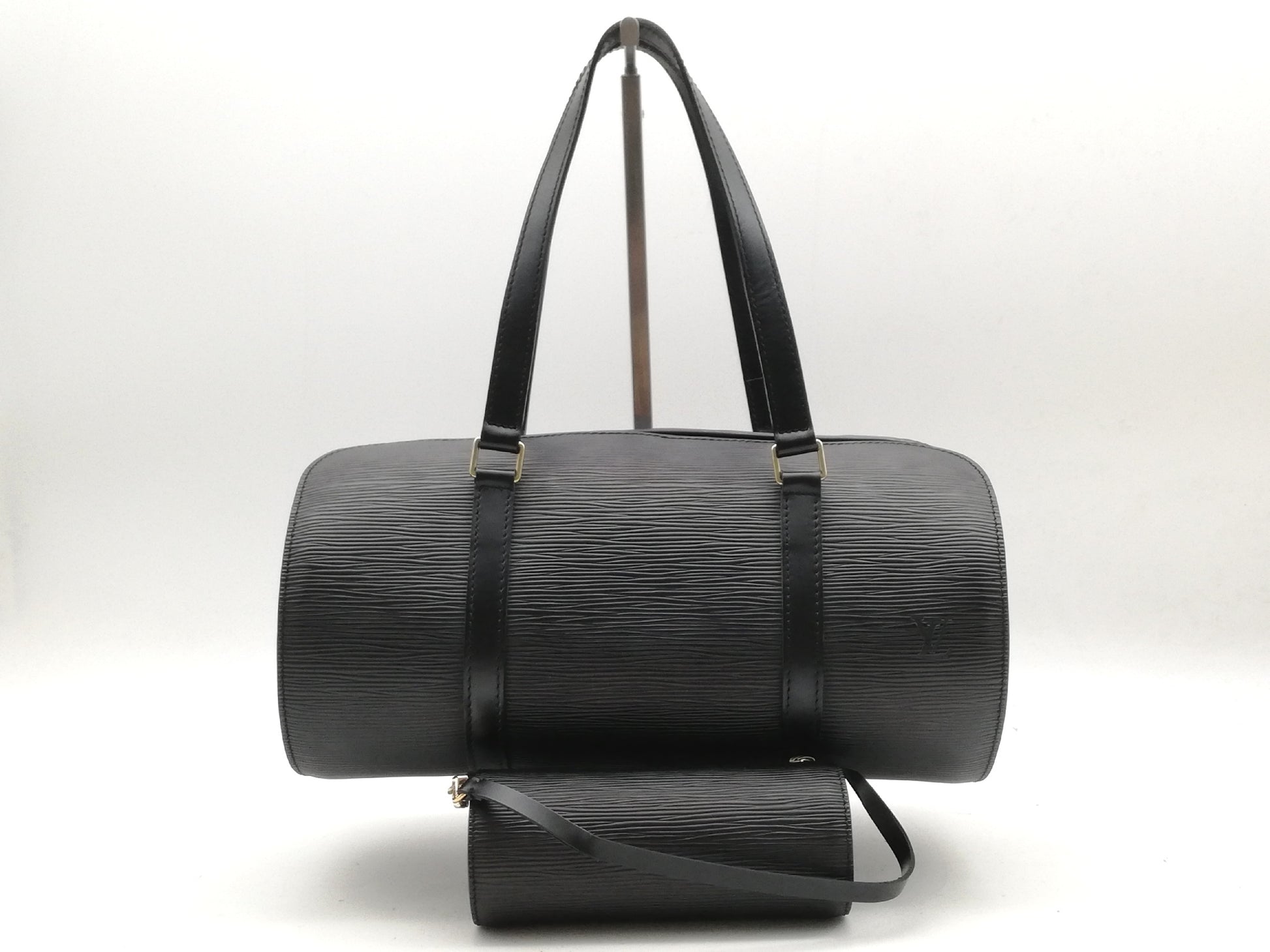 LOUIS VUITTON Epi Soufflot M52222 Noir Handbag with Pouch