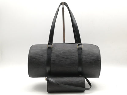 LOUIS VUITTON Epi Soufflot M52222 Noir Handbag with Pouch