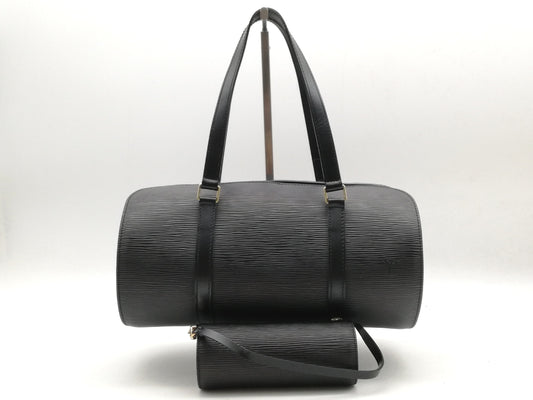 LOUIS VUITTON Epi Soufflot M52222 Noir Handbag with Pouch