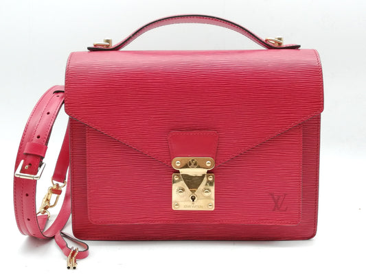 LOUIS VUITTON Epi Monceau M52127 Shoulder Strap with Key, Red Handbag