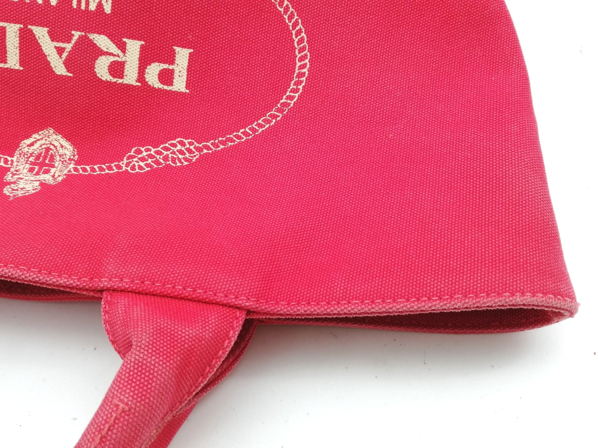 PRADA Canapa Red Shoulder Strap Tote Bag