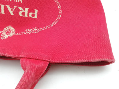 PRADA Canapa Red Shoulder Strap Tote Bag
