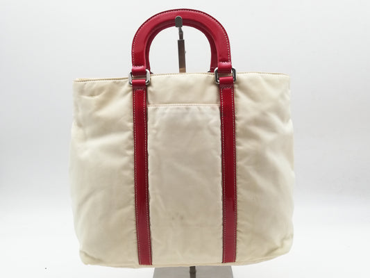 PRADA Tessuto Ivory Red Shoulder Bag