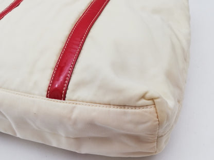 PRADA Tessuto Ivory Red Shoulder Bag