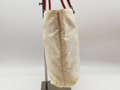PRADA Tessuto Ivory Red Shoulder Bag