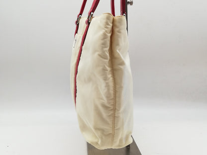 PRADA Tessuto Ivory Red Shoulder Bag