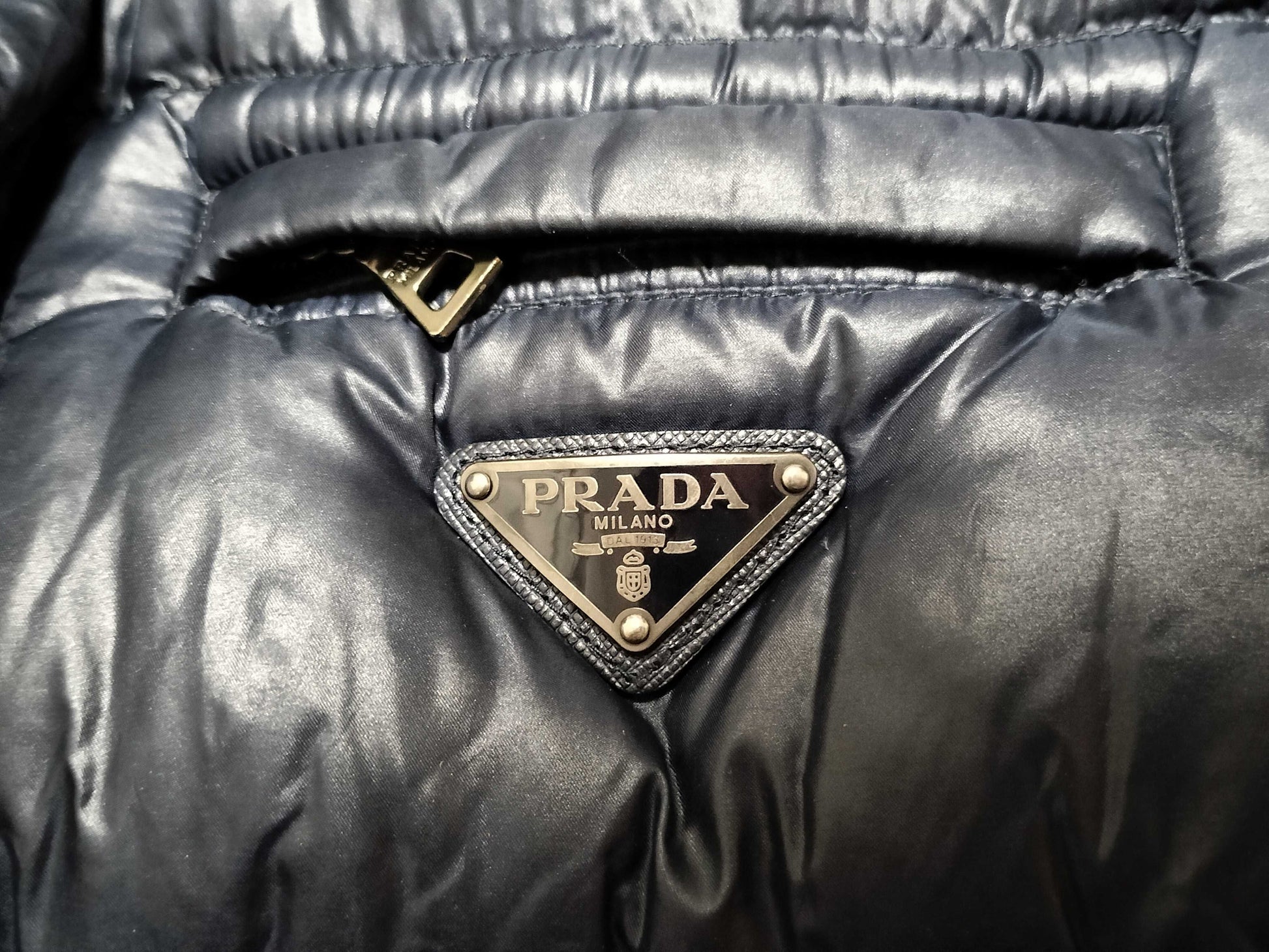 PRADA Prada Down Vest with Triangle Logo Plate, Size 48