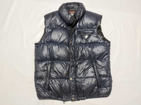 PRADA Prada Down Vest with Triangle Logo Plate, Size 48