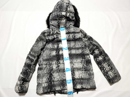 PRADA Prada Down Jacket with Triangle Logo Plate and Fur, Size 40