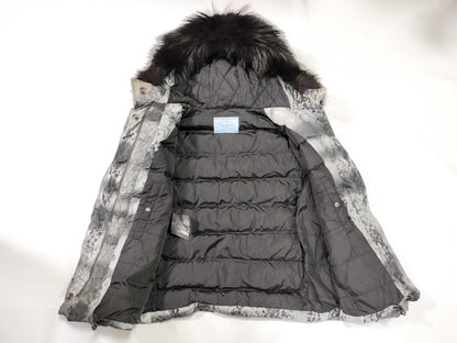 PRADA Prada Down Jacket with Triangle Logo Plate and Fur, Size 40