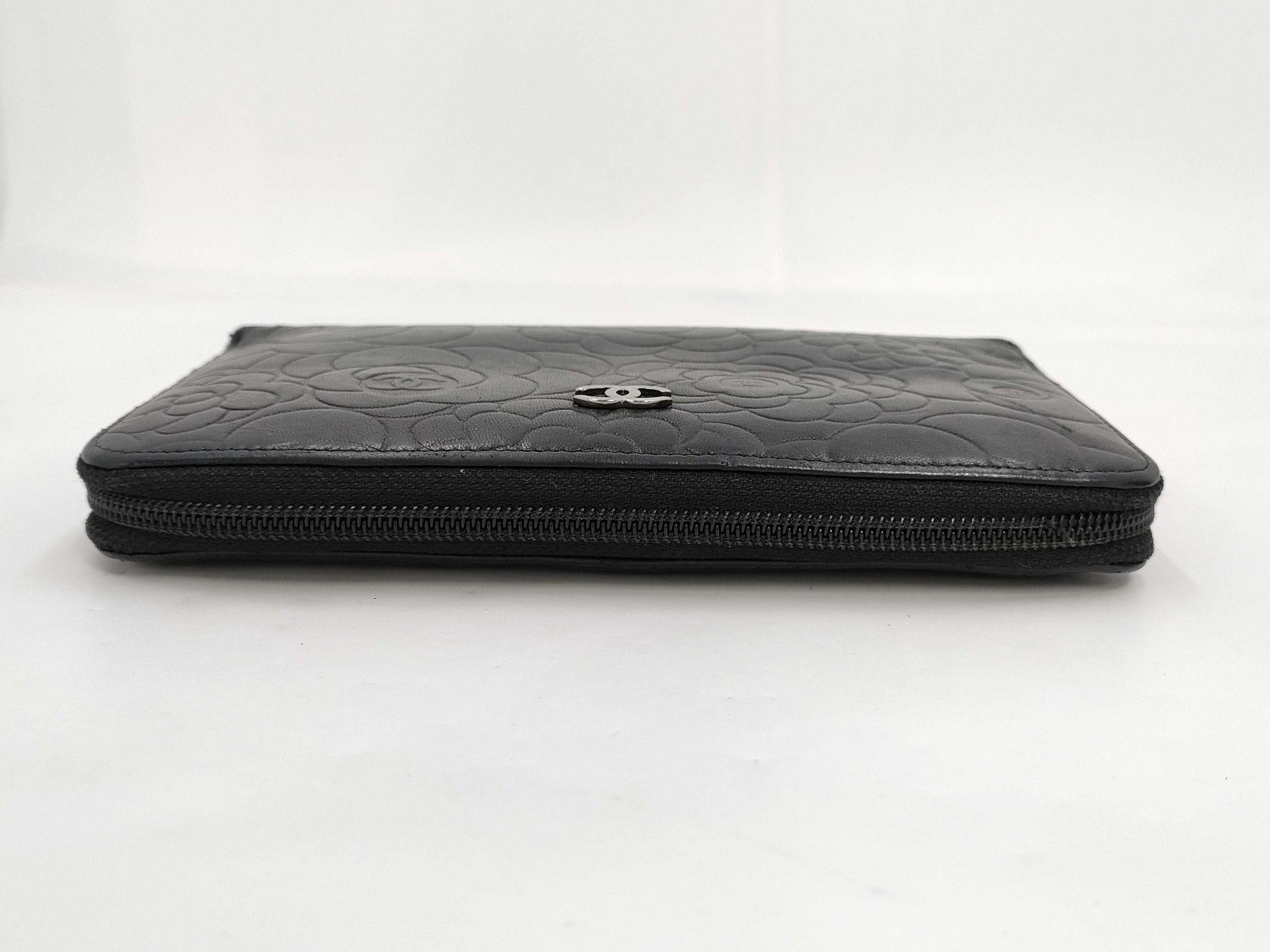 CHANEL Camellia Long Wallet Organizer Black Wallet