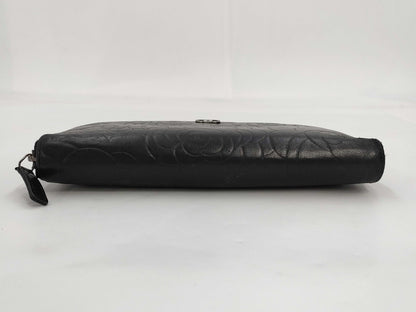 CHANEL Camellia Long Wallet Organizer Black Wallet