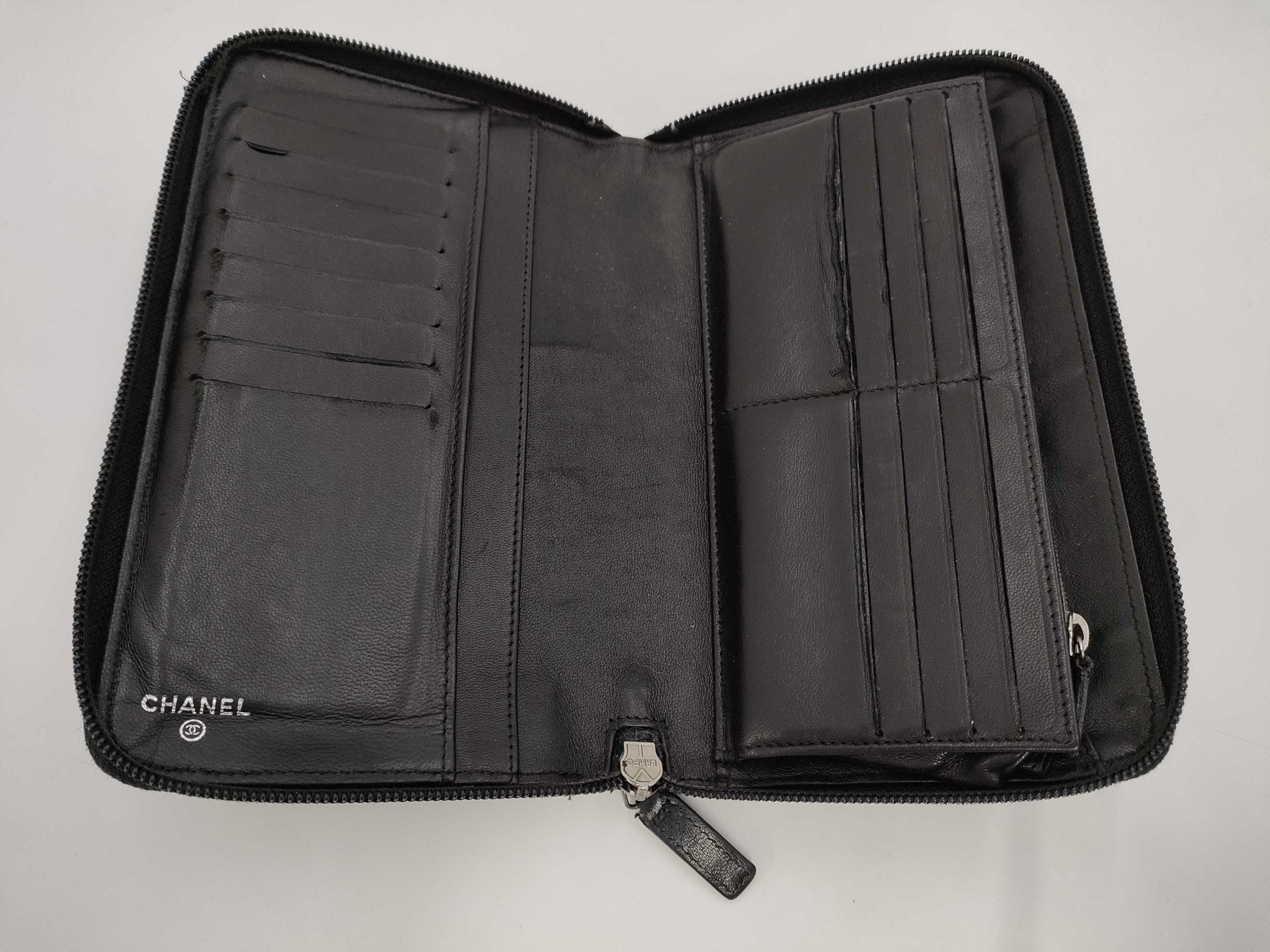 CHANEL Camellia Long Wallet Organizer Black Wallet