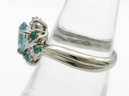 AQ 0.61ct Paraiba tourmaline 0.17ct D 0.10ct PT900 8.4g ring 