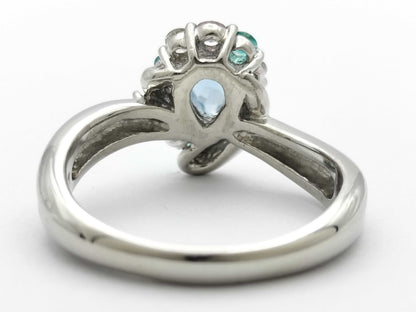 AQ 0.61ct Paraiba tourmaline 0.17ct D 0.10ct PT900 8.4g ring 