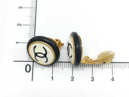 CHANEL Coco Mark Black and White 96A Earrings
