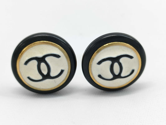 CHANEL Coco Mark Black and White 96A Earrings