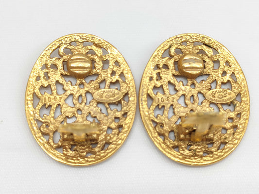 CHANEL Coco Mark Oval 26 Earrings