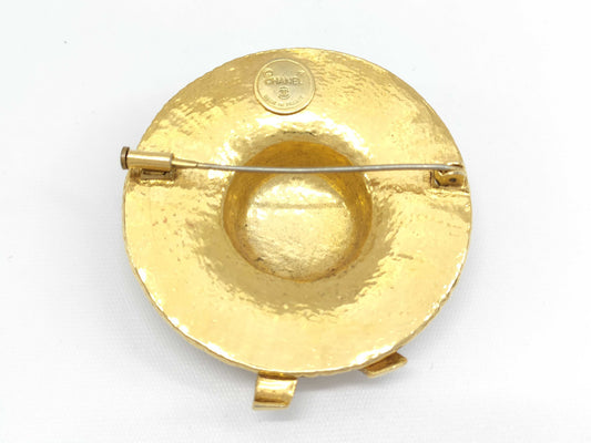 CHANEL straw hat brooch