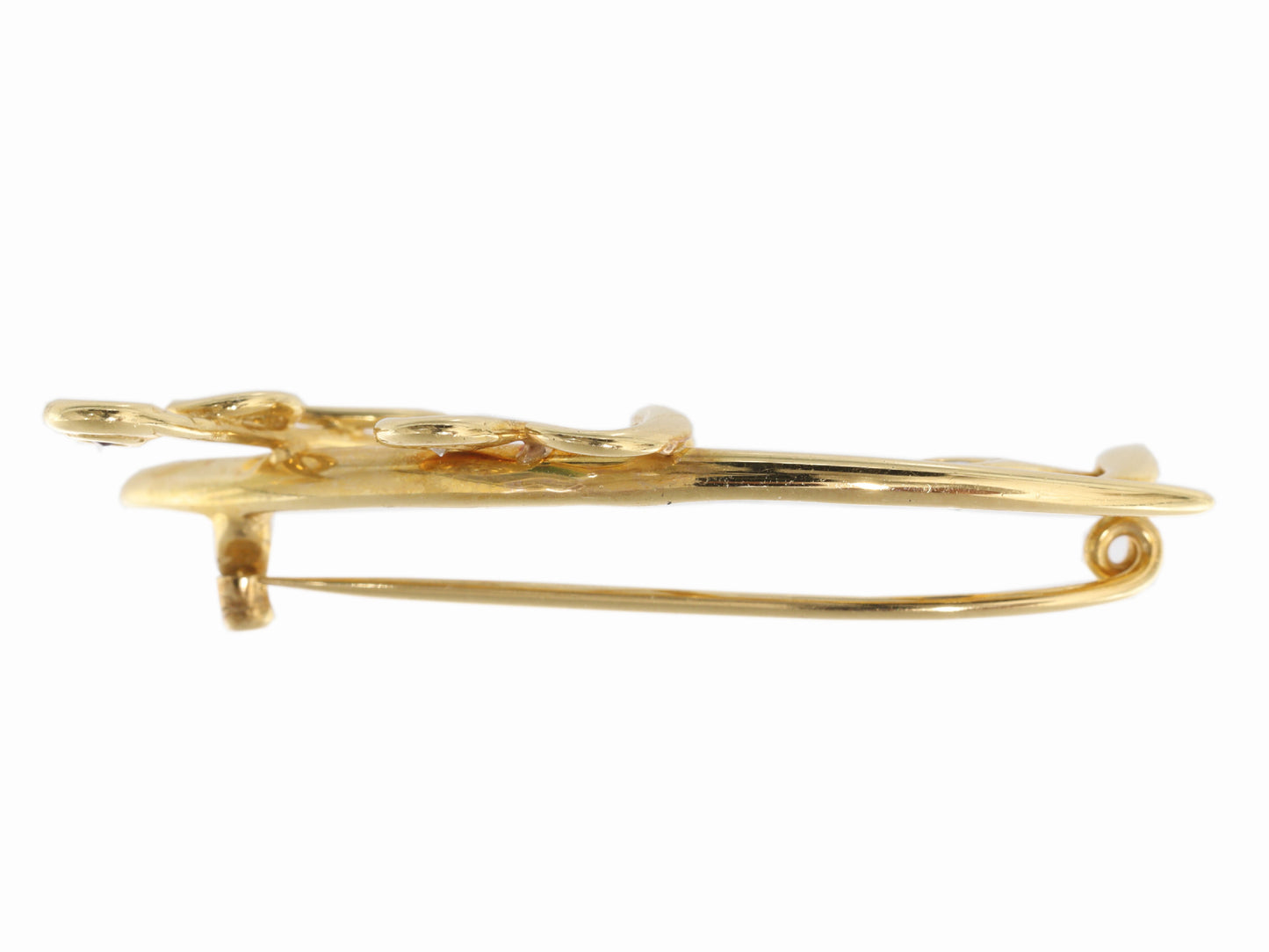 Sapphire, Ruby, and Diamond 18K Gold Brooch, 3.0g 