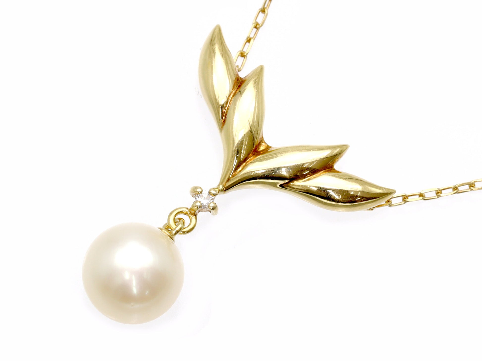 MIKIMOTO Pearl Diameter Approx. 7.6mm Diamond 18K Gold 3.1g Necklace 