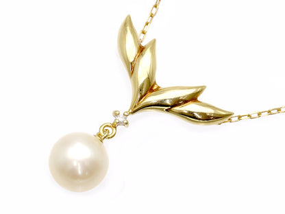 MIKIMOTO Pearl Diameter Approx. 7.6mm Diamond 18K Gold 3.1g Necklace 