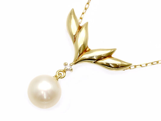 MIKIMOTO Pearl Diameter Approx. 7.6mm Diamond 18K Gold 3.1g Necklace 