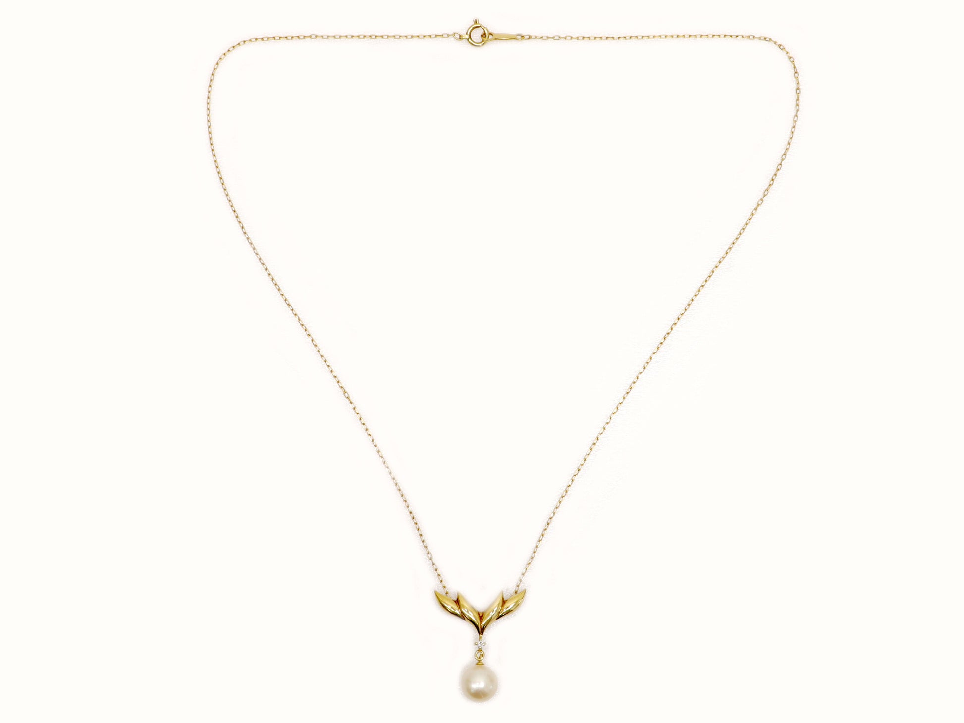 MIKIMOTO Pearl Diameter Approx. 7.6mm Diamond 18K Gold 3.1g Necklace 