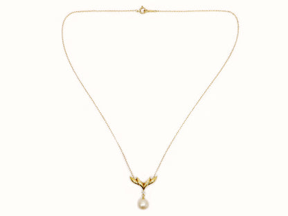 MIKIMOTO Pearl Diameter Approx. 7.6mm Diamond 18K Gold 3.1g Necklace 