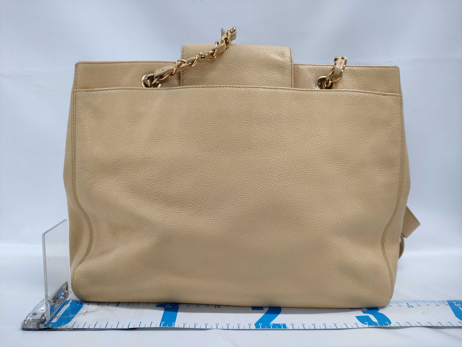 CHANEL Caviar Skin Supermodel Chain Turnlock Tote Bag