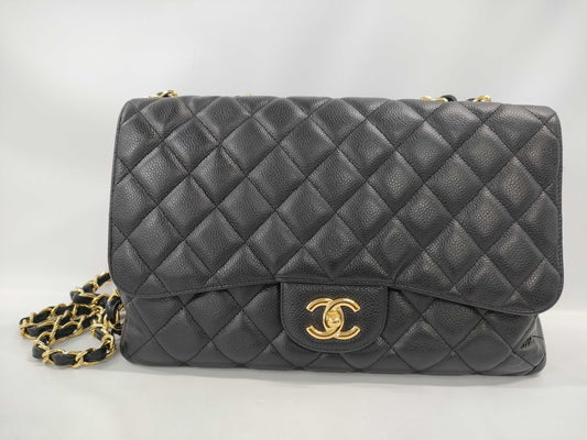 CHANEL Caviar Skin Matelasse Jumbo Shoulder Bag