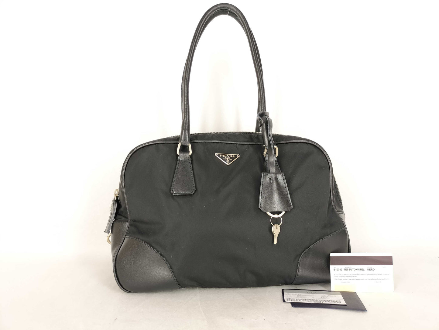PRADA Nylon Prada Shoulder Bag, Black
