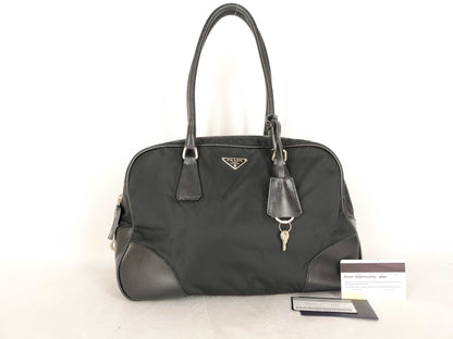 PRADA Nylon Prada Shoulder Bag, Black