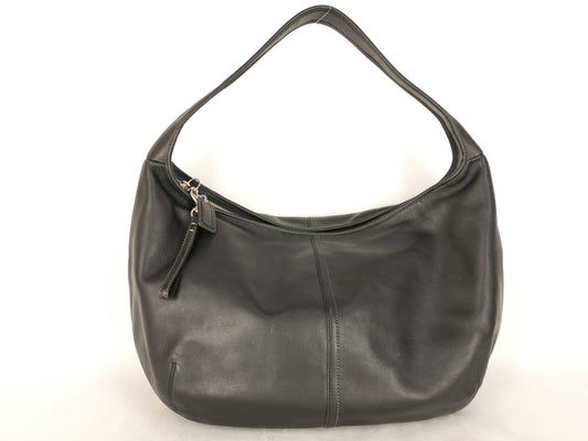 COACH one-shoulder leather black shoulder bag