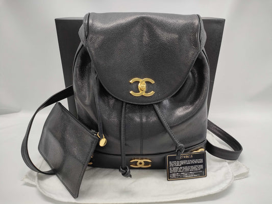 CHANEL Caviar Skin Triple Coco Backpack