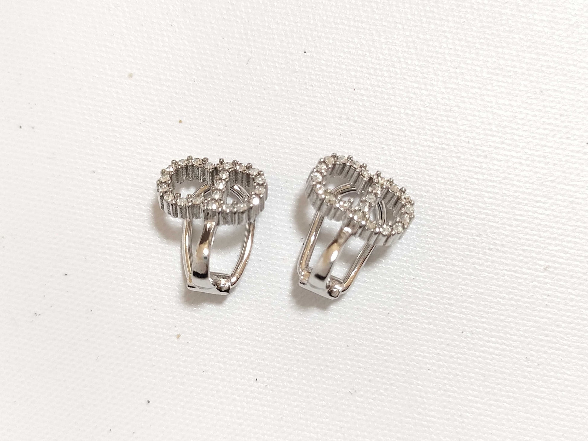 Dior Christian Dior CD Logo Rhinestone Clair D Lune Earrings